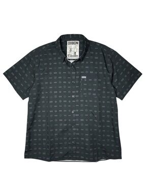 Dixxon Executive Button Up Shirt Mens 2XL Black Gray Print Short Sleeve